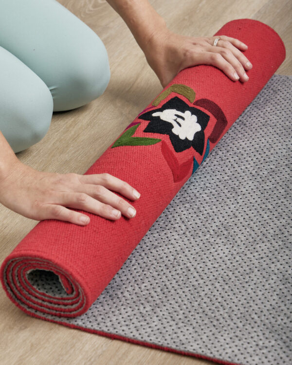 Handmade Cotton Yoga Mat -Red - Image 6