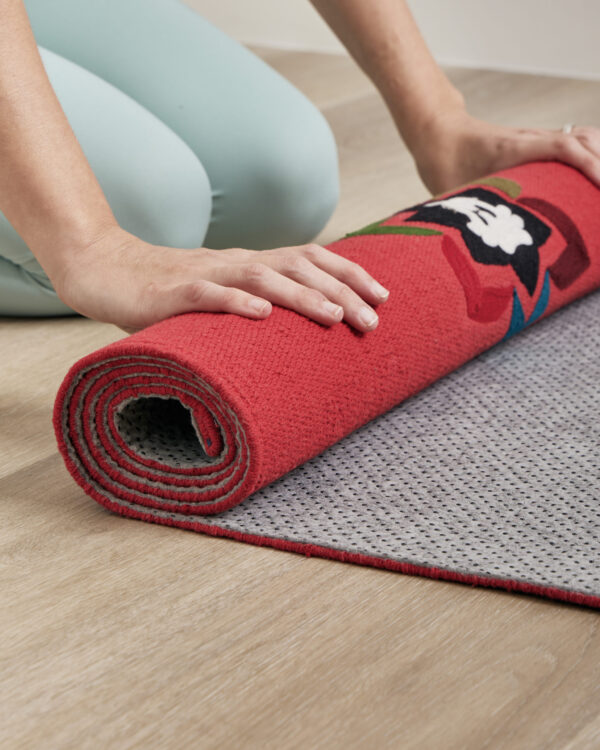 red yoga mat folding