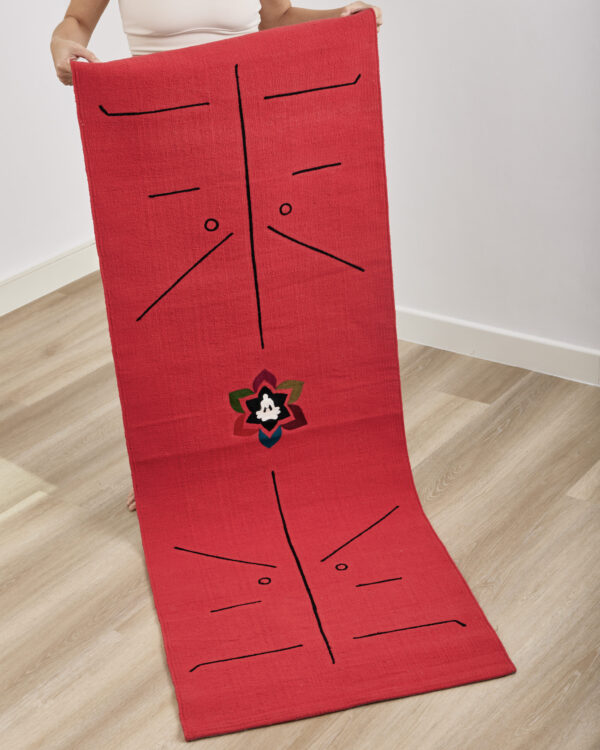 Handmade Cotton Yoga Mat -Red - Image 3