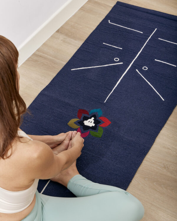 Handmade Cotton Yoga Mat - Dark blue - Image 7