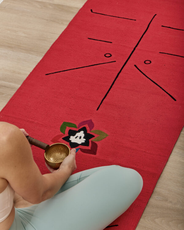 Handmade Cotton Yoga Mat -Red - Image 2
