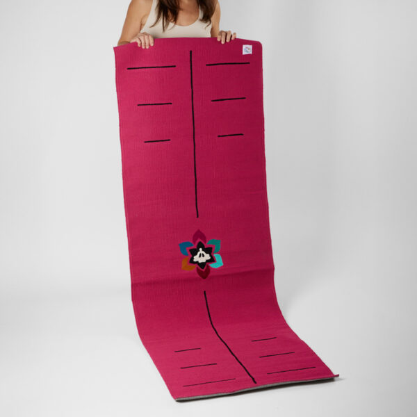 Handmade Cotton Yoga Mat - Dark pink - Image 2